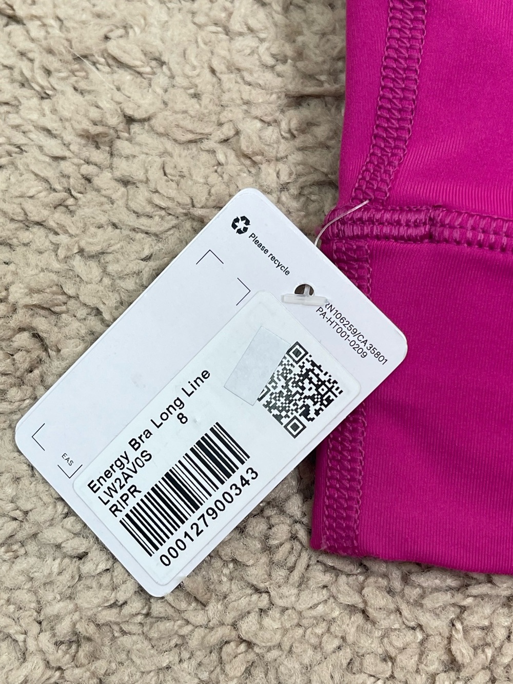 NWT Lululemon Energy Bra Long Line Medium Support Size 8 in Ripened Raspberry - Picture 9 of 14